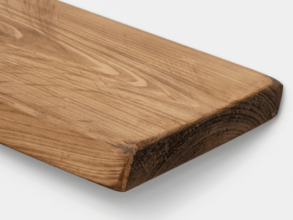 Solid pine live edge wall shelf, 35mm thick, handmade in the UK