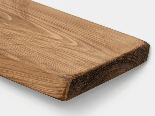 Solid pine live edge wall shelf, 35mm thick, handmade in the UK