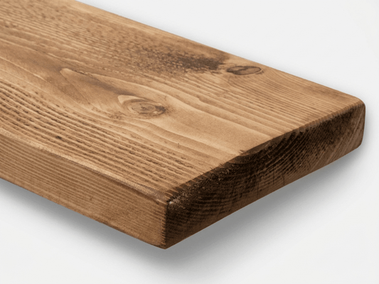 Solid pine straight-edge wall shelf, 35mm thick, handmade in the UK