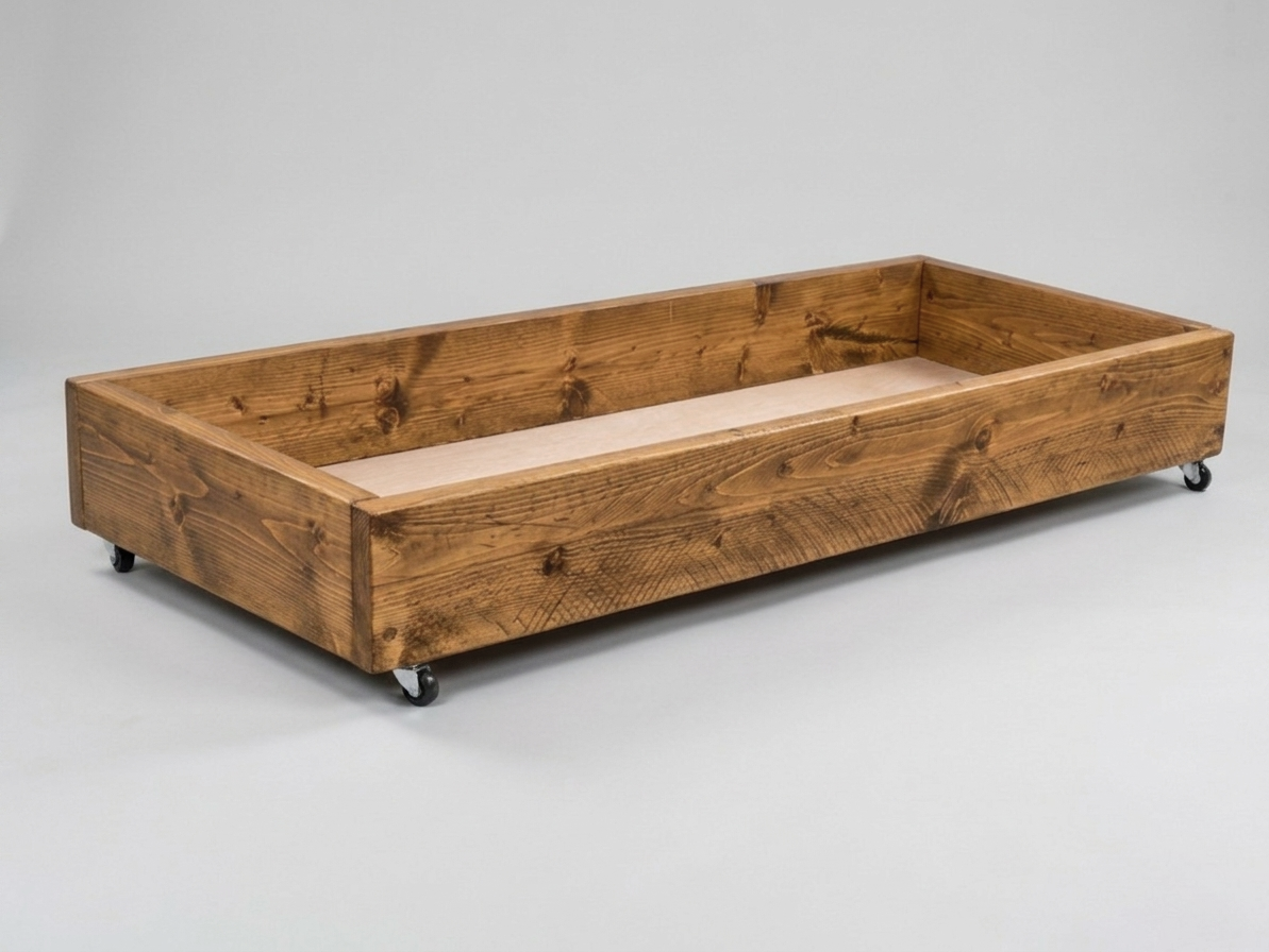 Solid pine under-bed storage drawer on castors by Farm Furniture