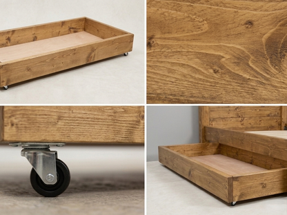 Chunky pine under-bed storage box, made to order 70 to 140cm