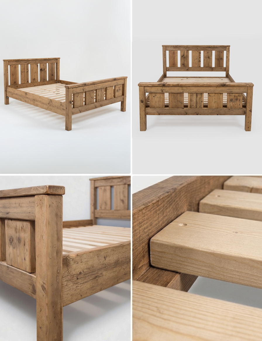 Windsor solid wood bed frame with footboard, made to order