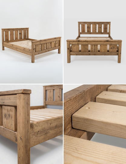 Windsor solid wood bed frame with footboard, made to order