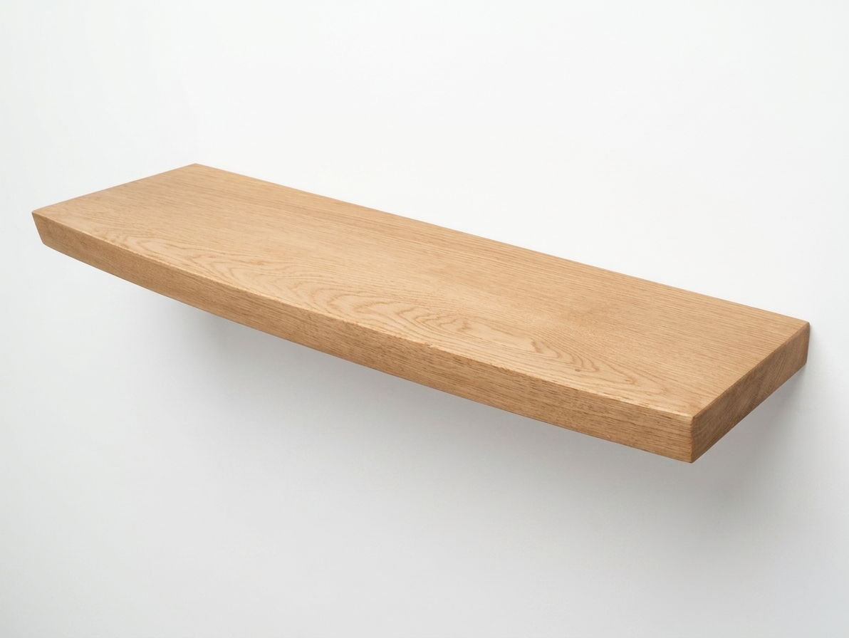 Solid oak shelf with natural bark-line live edge, made to order