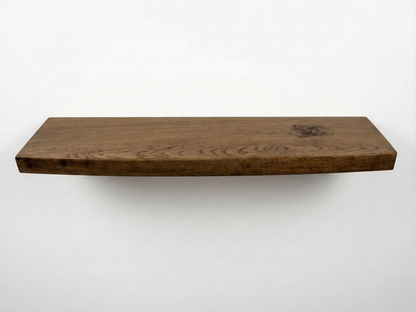 Solid oak waney-edge floating shelf, 30 to 150cm