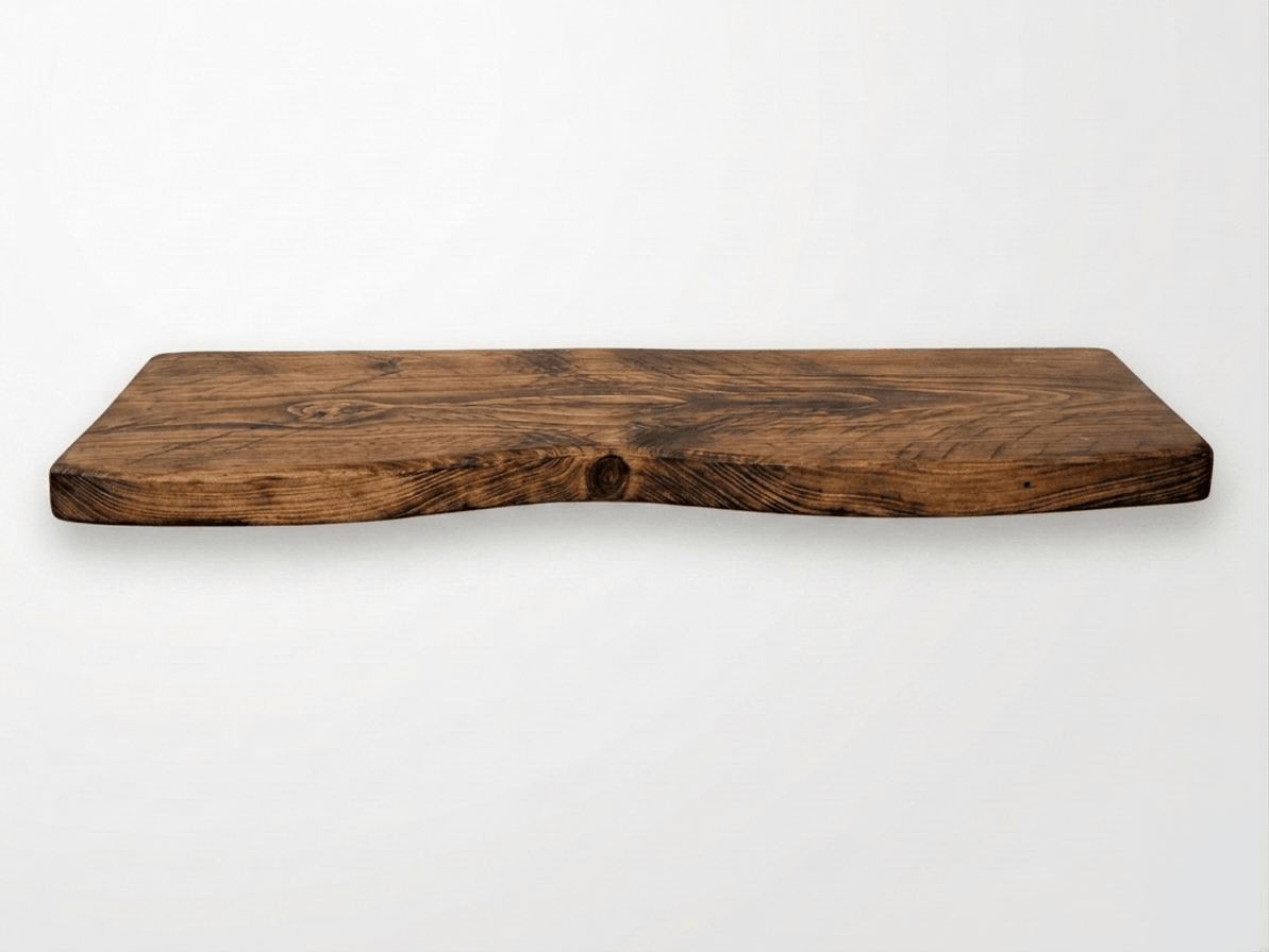 Handmade 35mm pine live edge wall shelf, two colour options