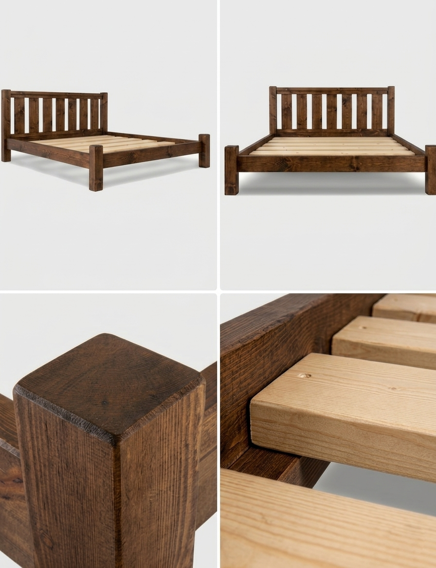The Suffolk handmade pine bed frame with headboard, UK made to order
